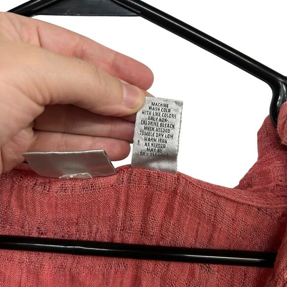 Boho Linen Gauze Hoodie Top Chico’s Rust Red Pullover Size 3 XL‎ - Picture 5 of 6